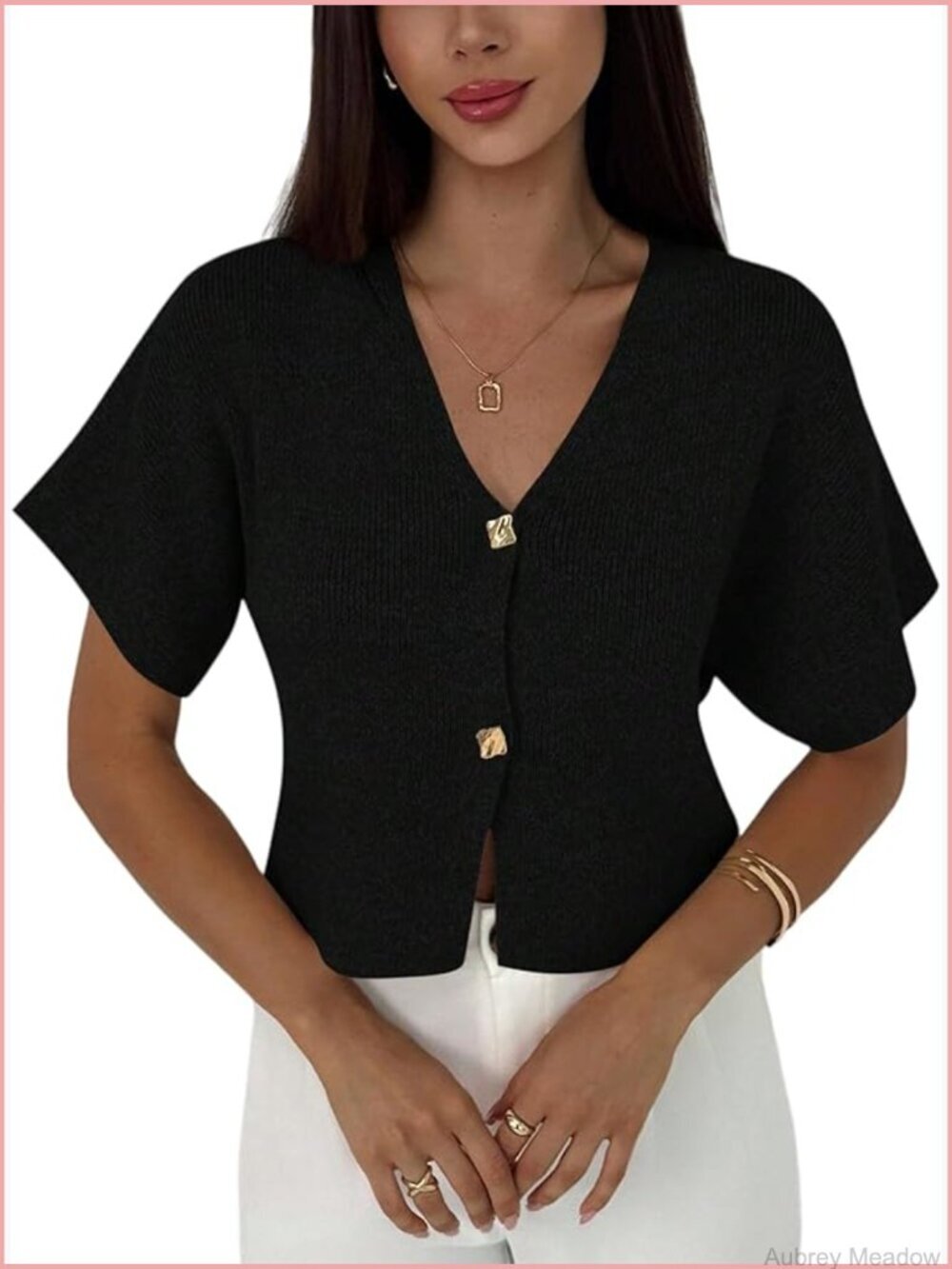 Short Sleeve Cropped Cardigan Light Knit Top Spring Summer